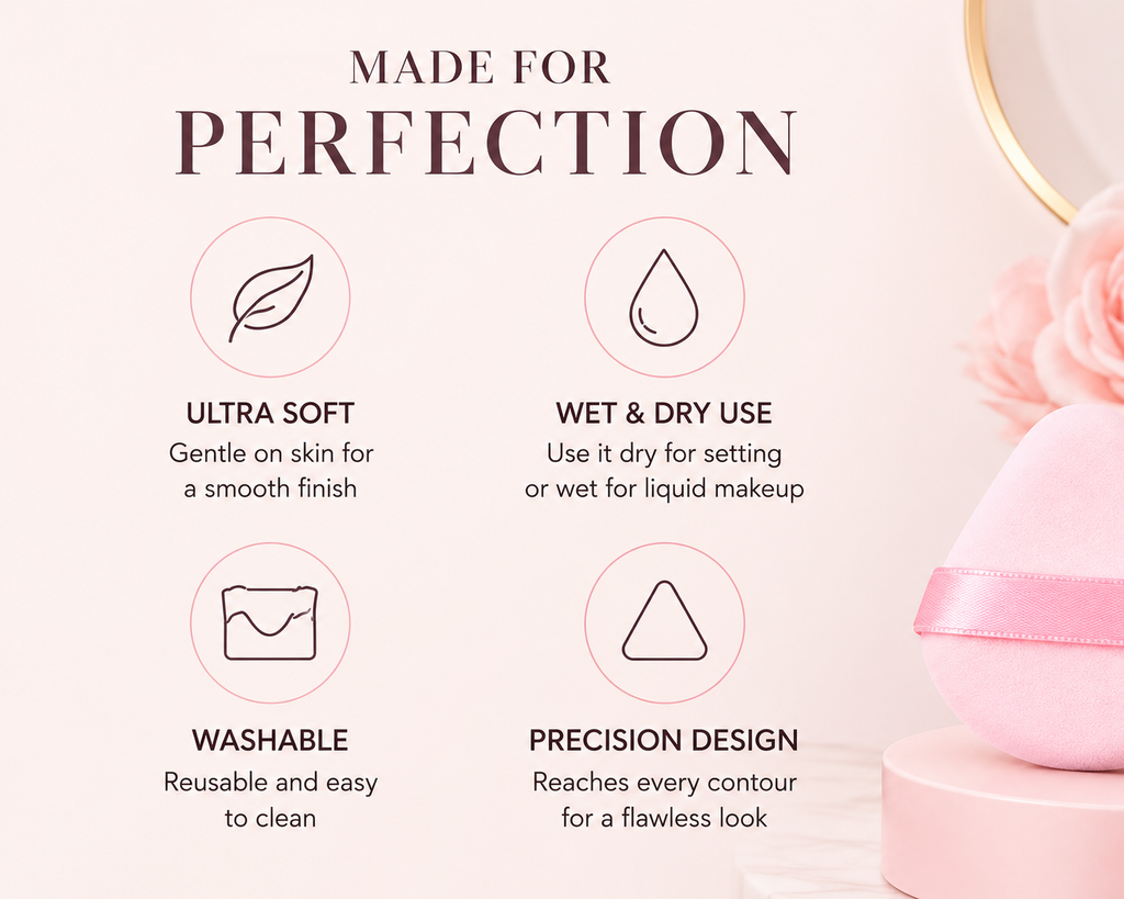 6-Pack Soft Triangle Makeup Powder Puffs