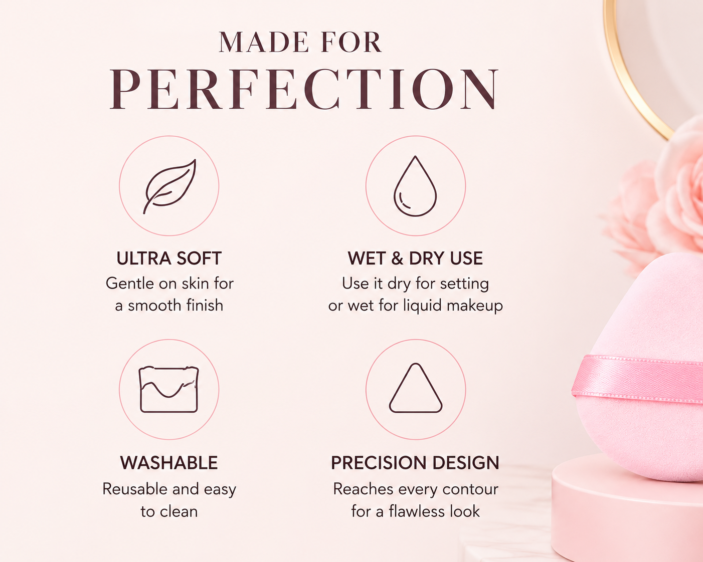 6-Pack Soft Triangle Makeup Powder Puffs