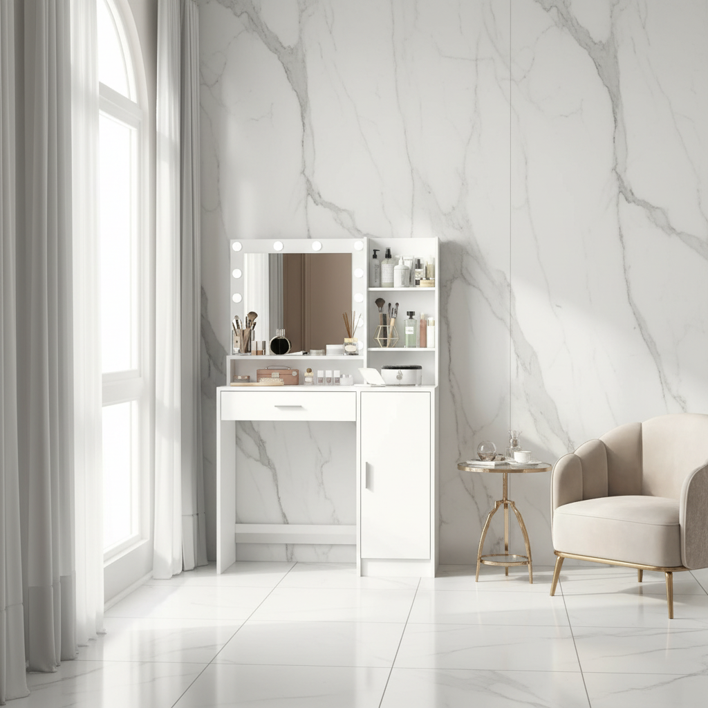 The Miley Hollywood Makeup Vanity Station - White