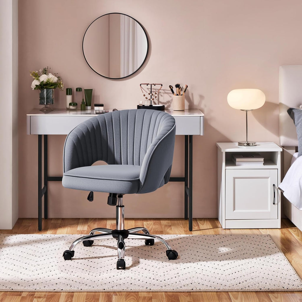 Dark Gray Velvet Modern Swivel Vanity Chair - Hollywood Vanity