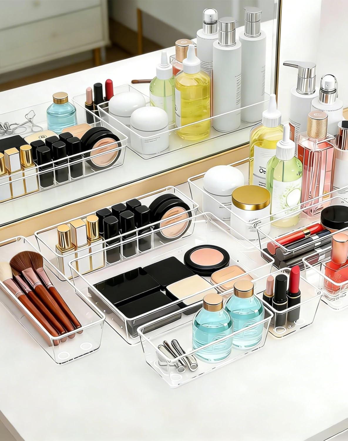 45 Piece Clear Acrylic Drawer Organizer Set