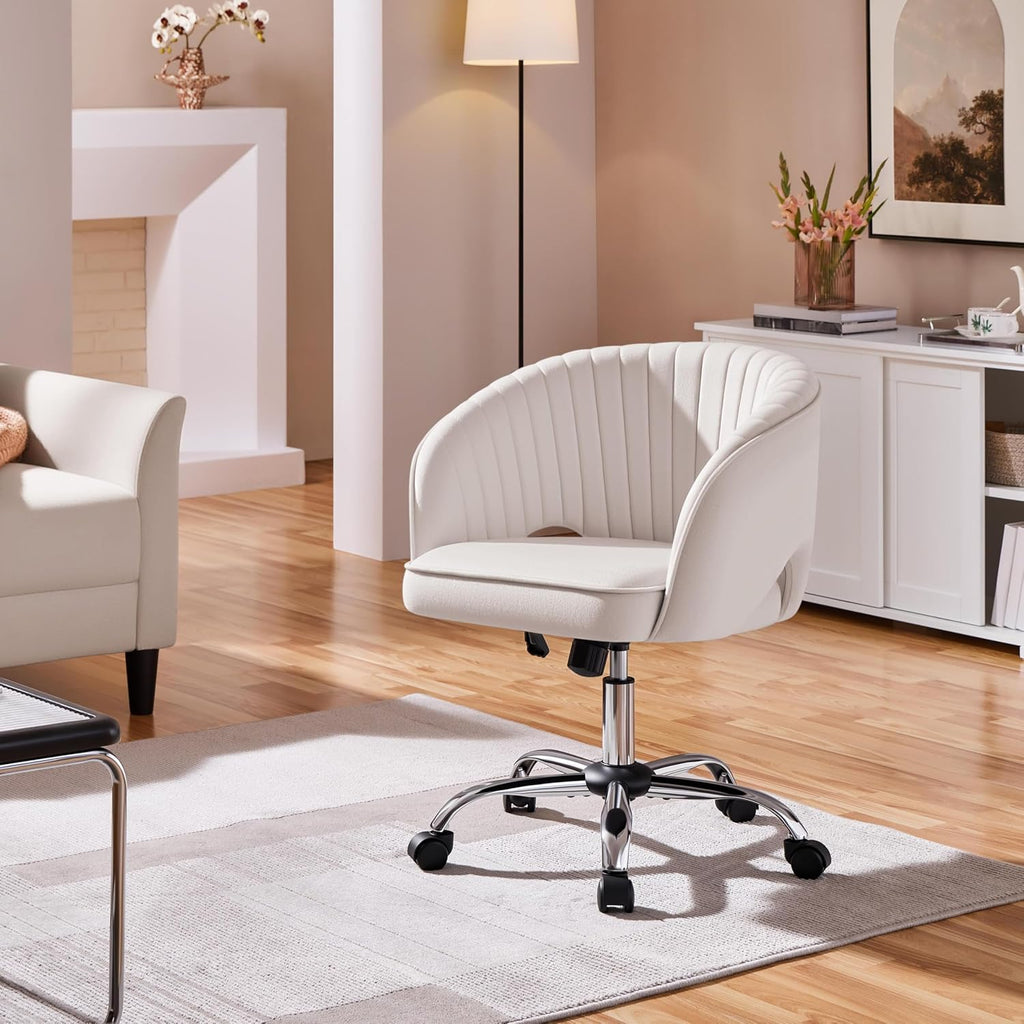 Cream Velvet Modern Swivel Vanity Chair - Hollywood Vanity
