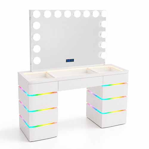 The Amor Hollywood Makeup Vanity Station - White with RGB Light