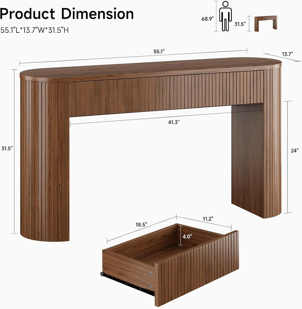 The Nadine Fluted Hollywood Makeup Vanity Station - Brown