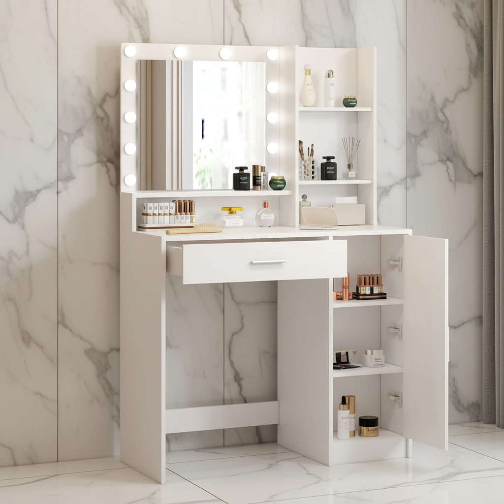 The Miley Hollywood Makeup Vanity Station - White