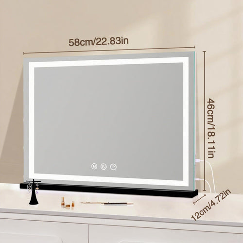 Black Vanity Makeup Mirror with LED Strip