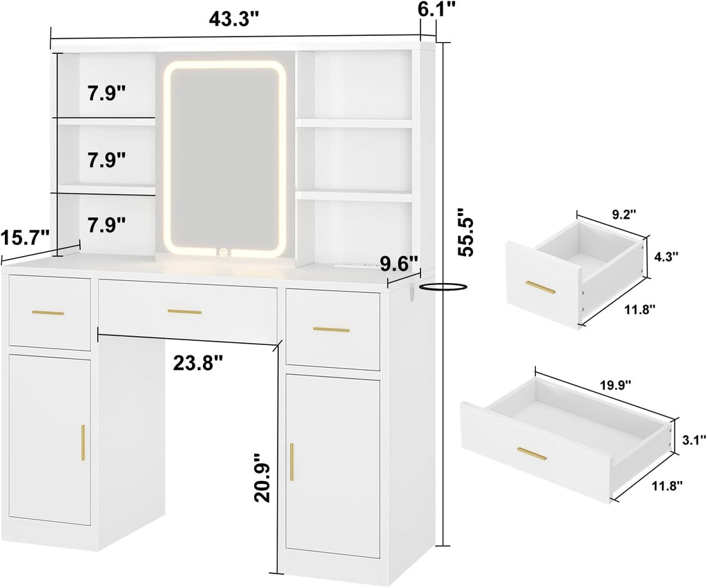 The Keylen Hollywood Makeup Vanity Station - White