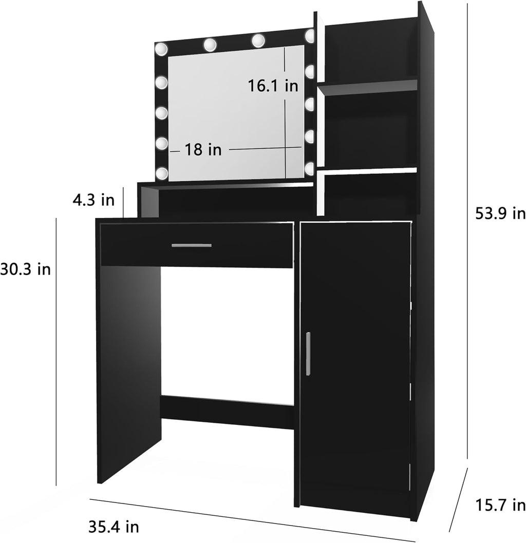 The Miley Hollywood Makeup Vanity Station - Black
