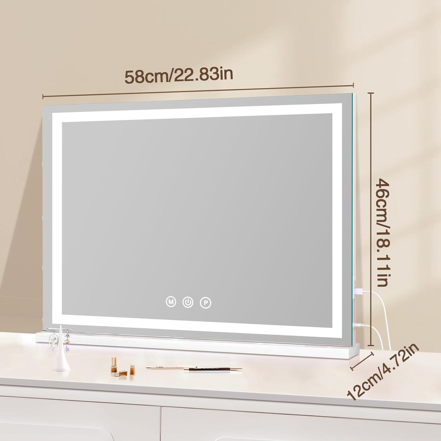 White Vanity Makeup Mirror with LED Strip