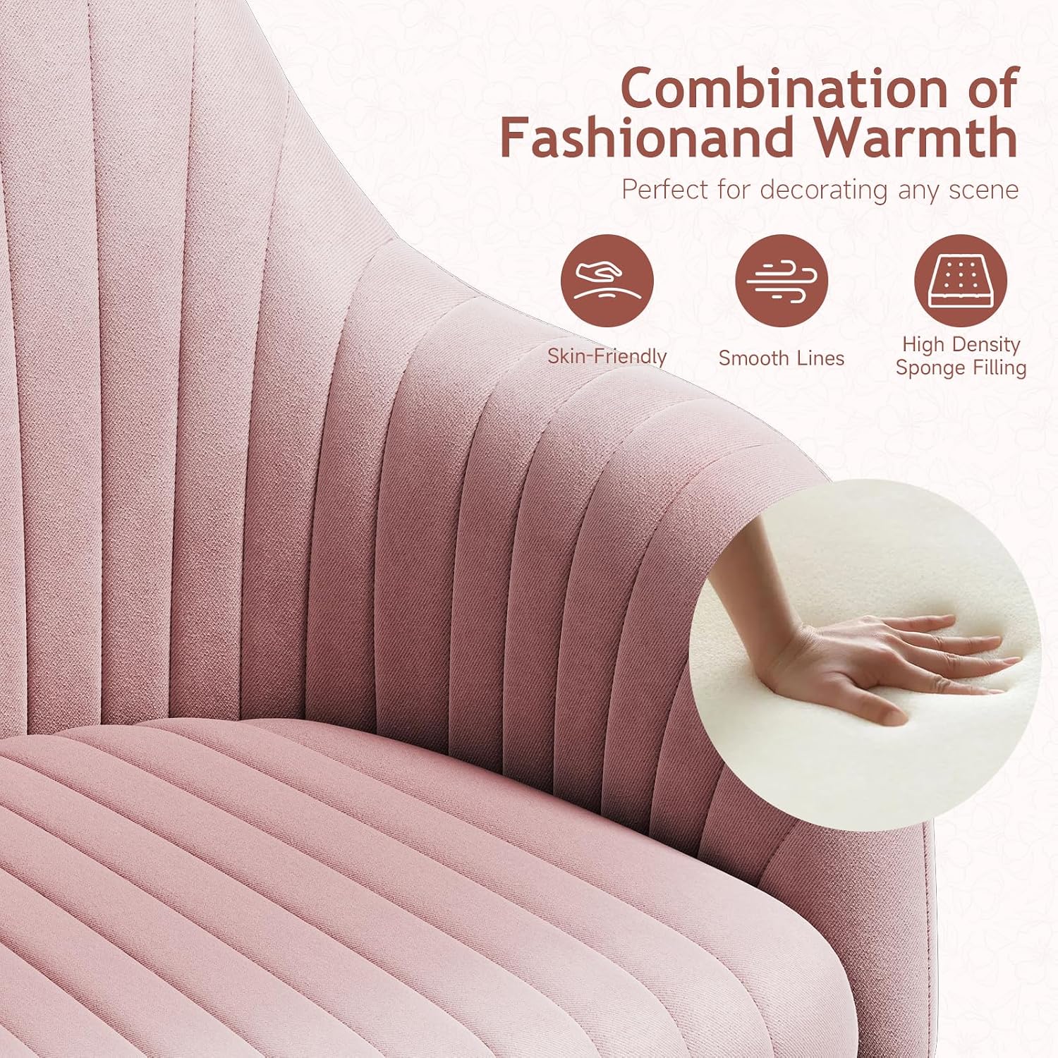 Blush Pink Velvet Modern Swivel Vanity Chair