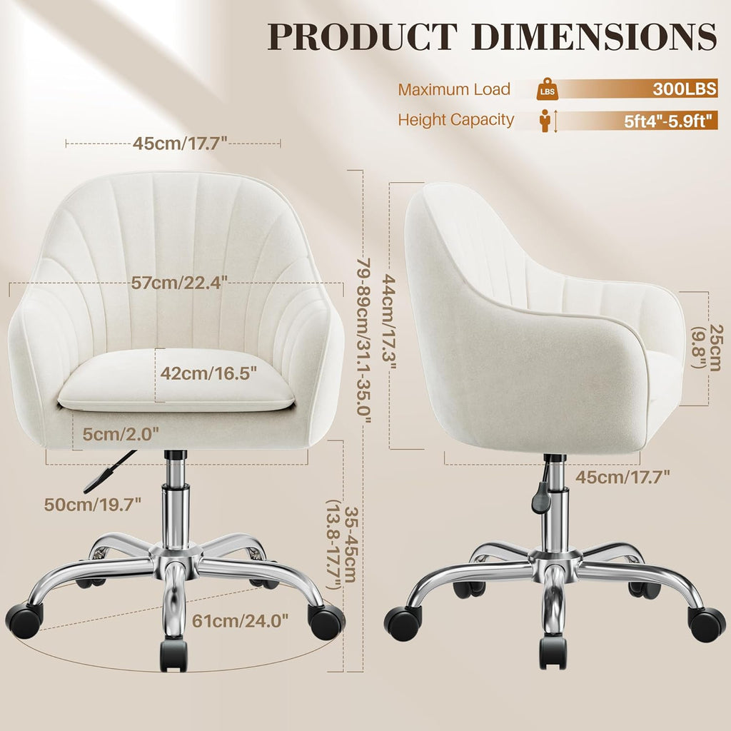 Beige Velvet Adjustable Swivel Vanity Chair - Hollywood Vanity