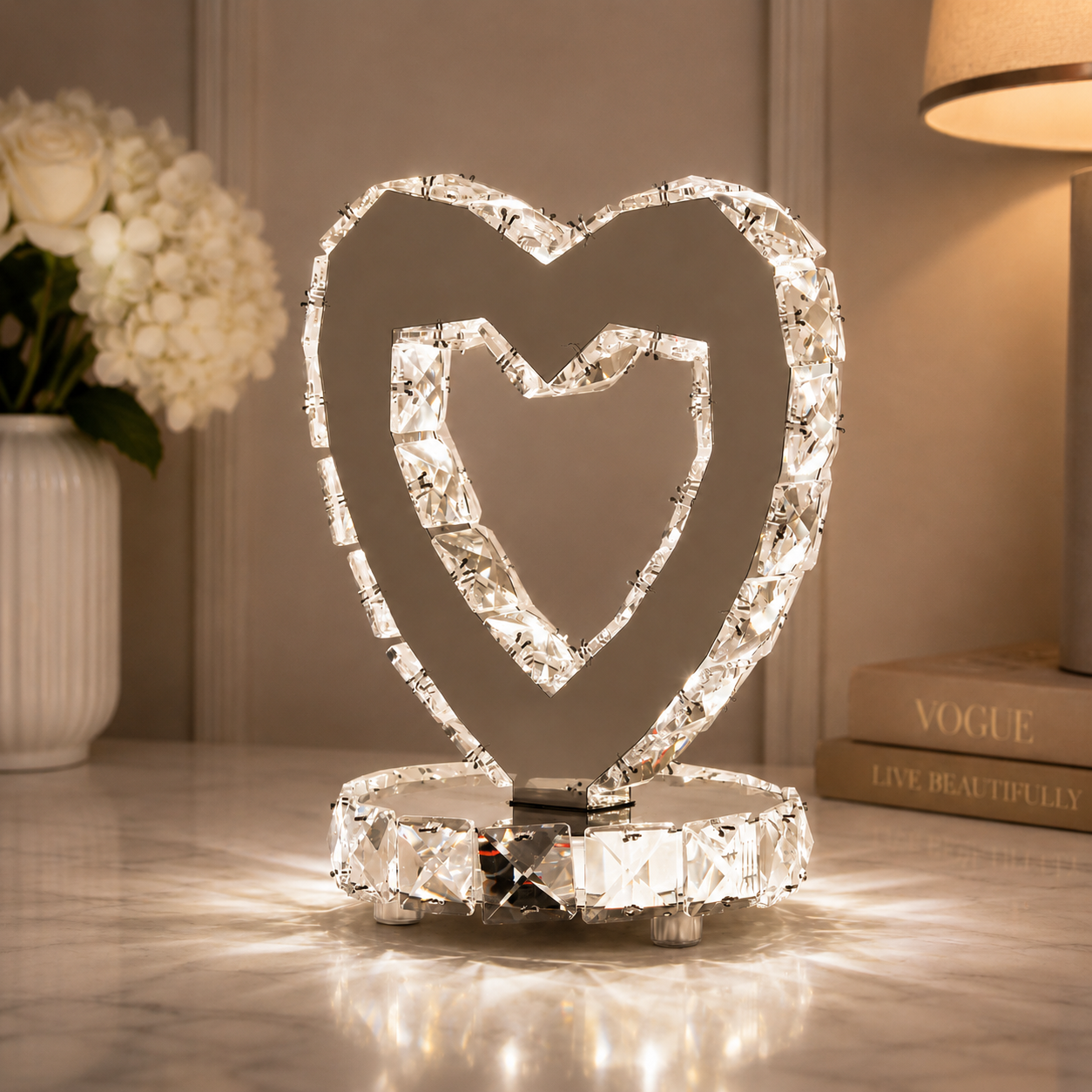 Crystal Heart LED Table Lamp