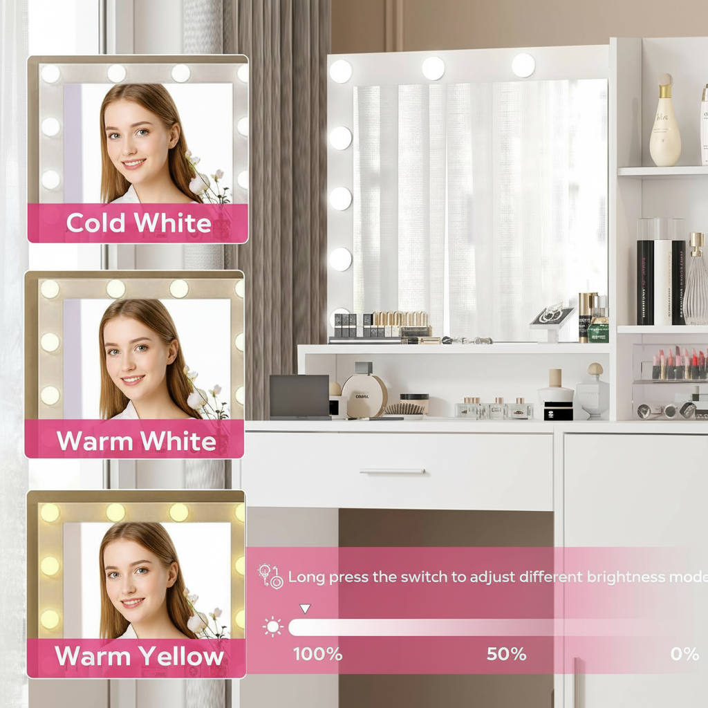 The Miley Hollywood Makeup Vanity Station - White