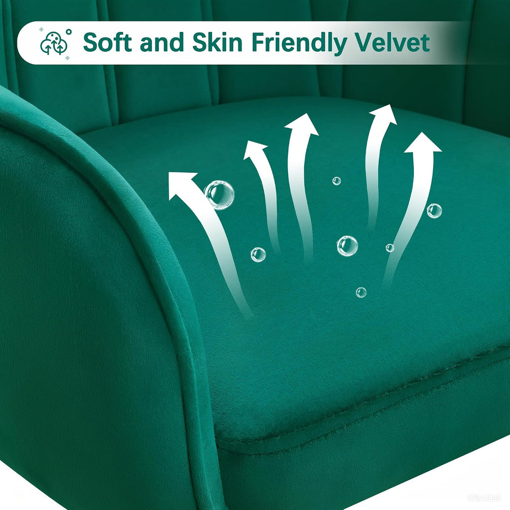 Green Velvet Modern Swivel Vanity Chair