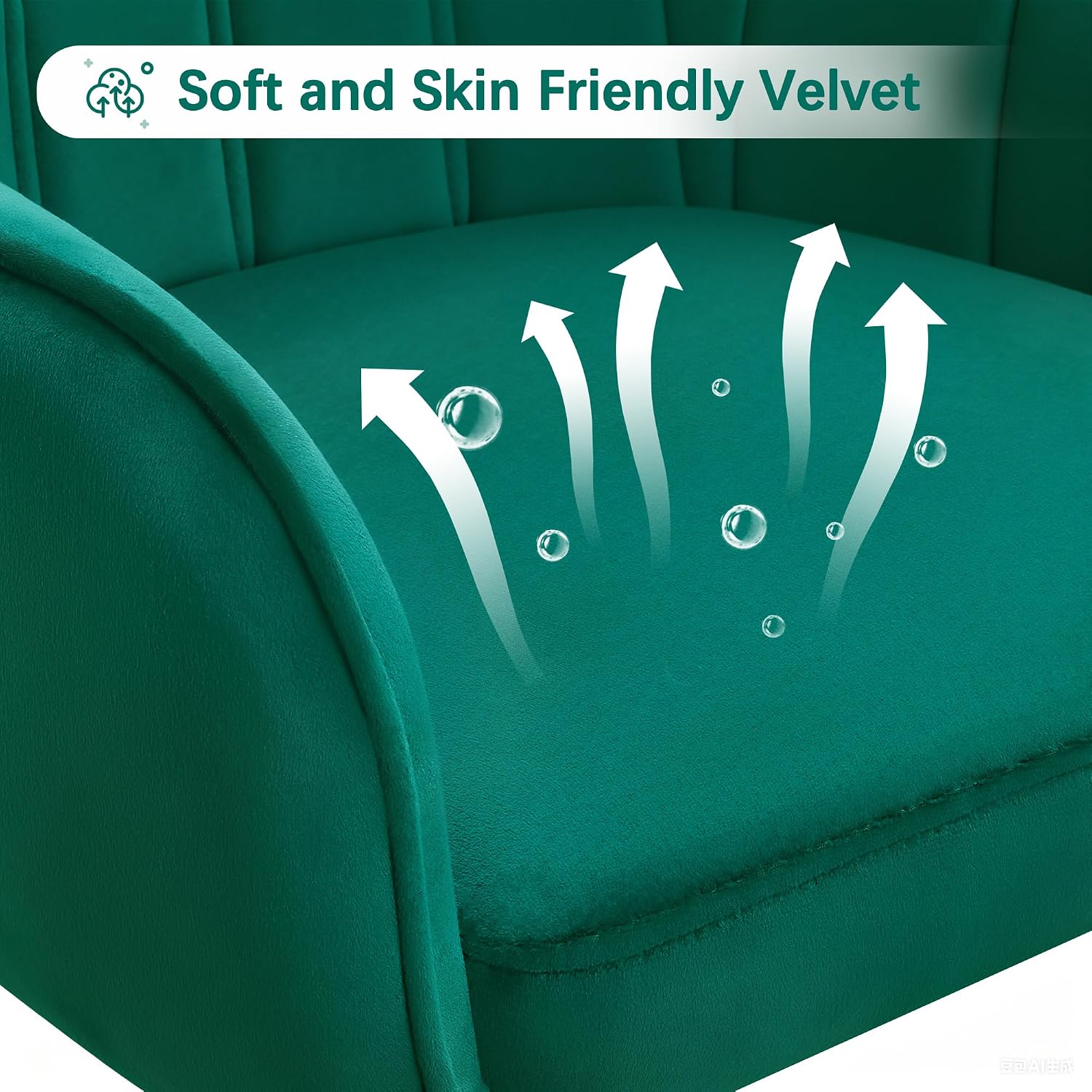 Green Velvet Modern Swivel Vanity Chair