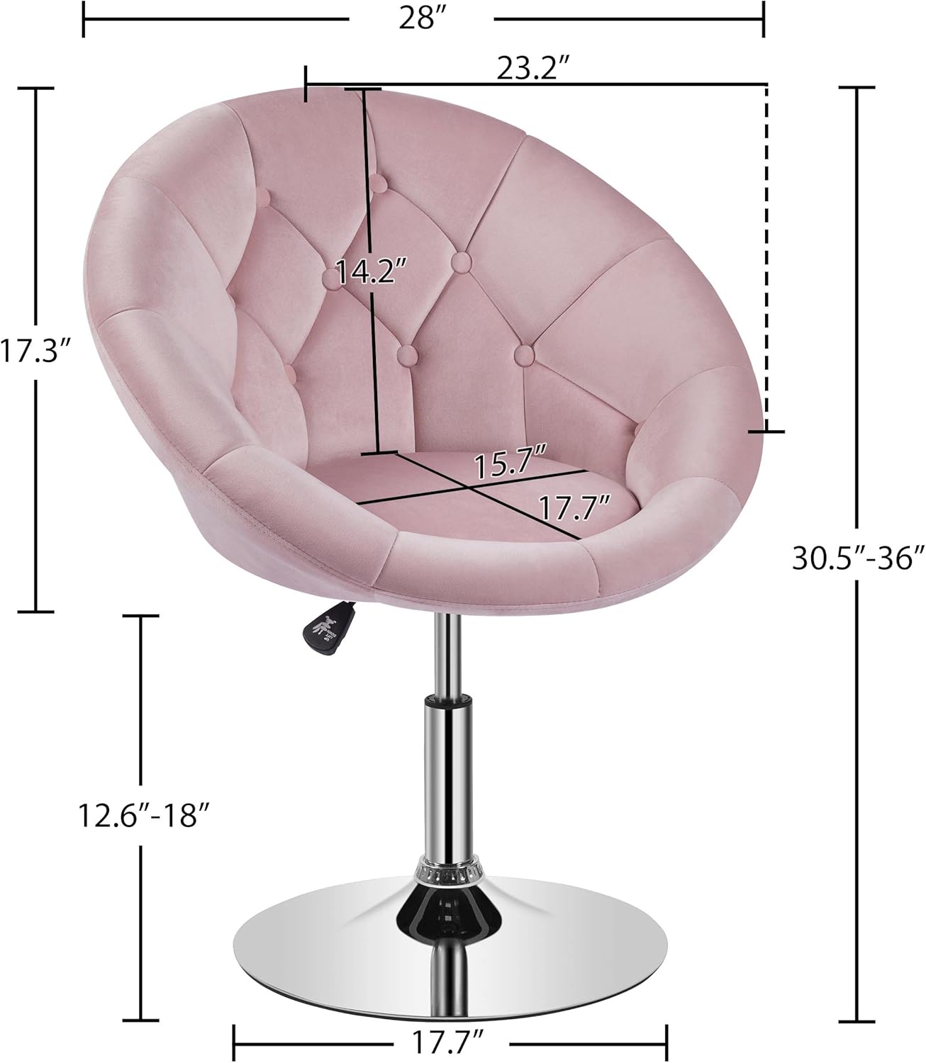 Pink Velvet Round Tufted Swivel Vanity Chair - Hollywood Vanity