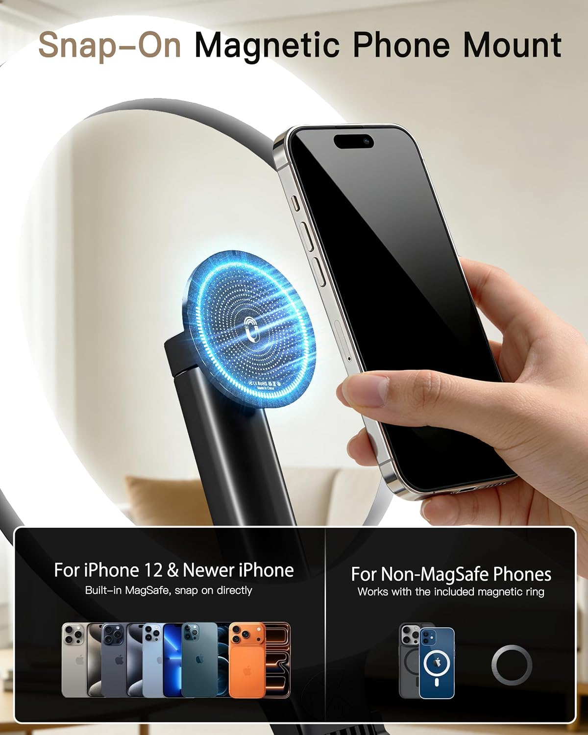 Magnetic Foldable Ring Light with Phone Holder