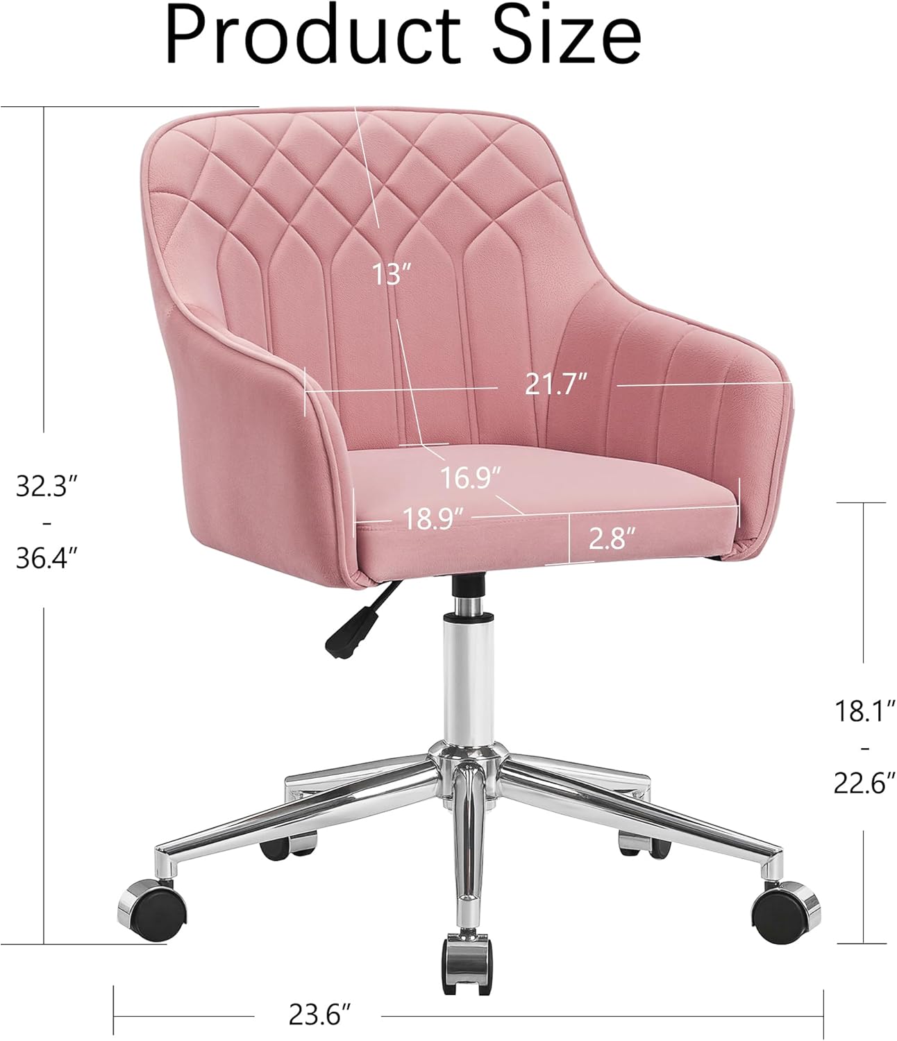 Pink Velvet Modern Swivel Vanity Chair - Hollywood Vanity