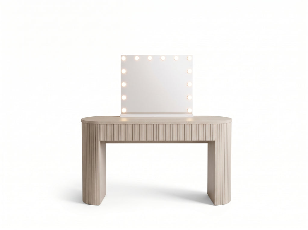 The Basma Fluted Hollywood Makeup Vanity Station - White