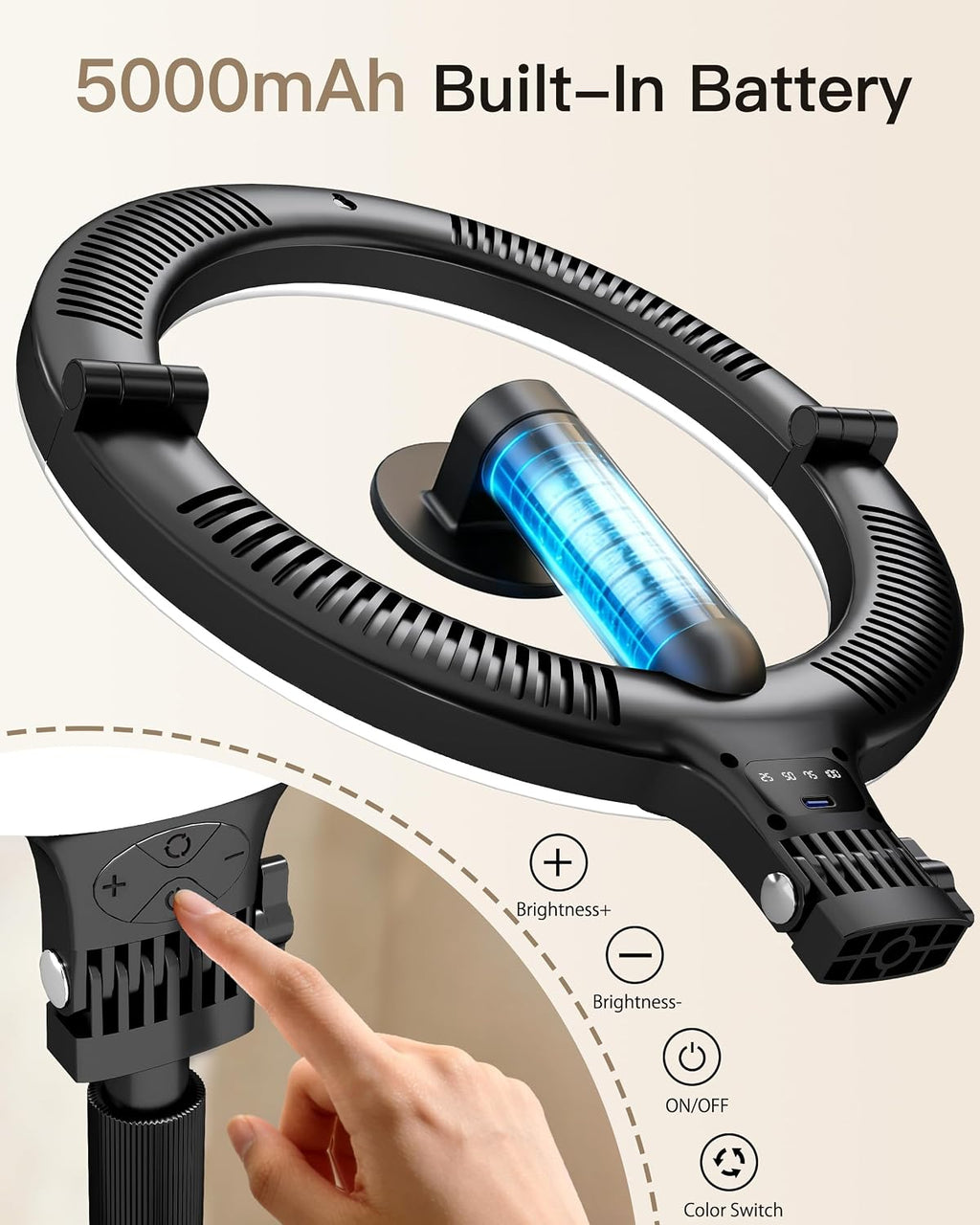 Magnetic Foldable Ring Light with Phone Holder