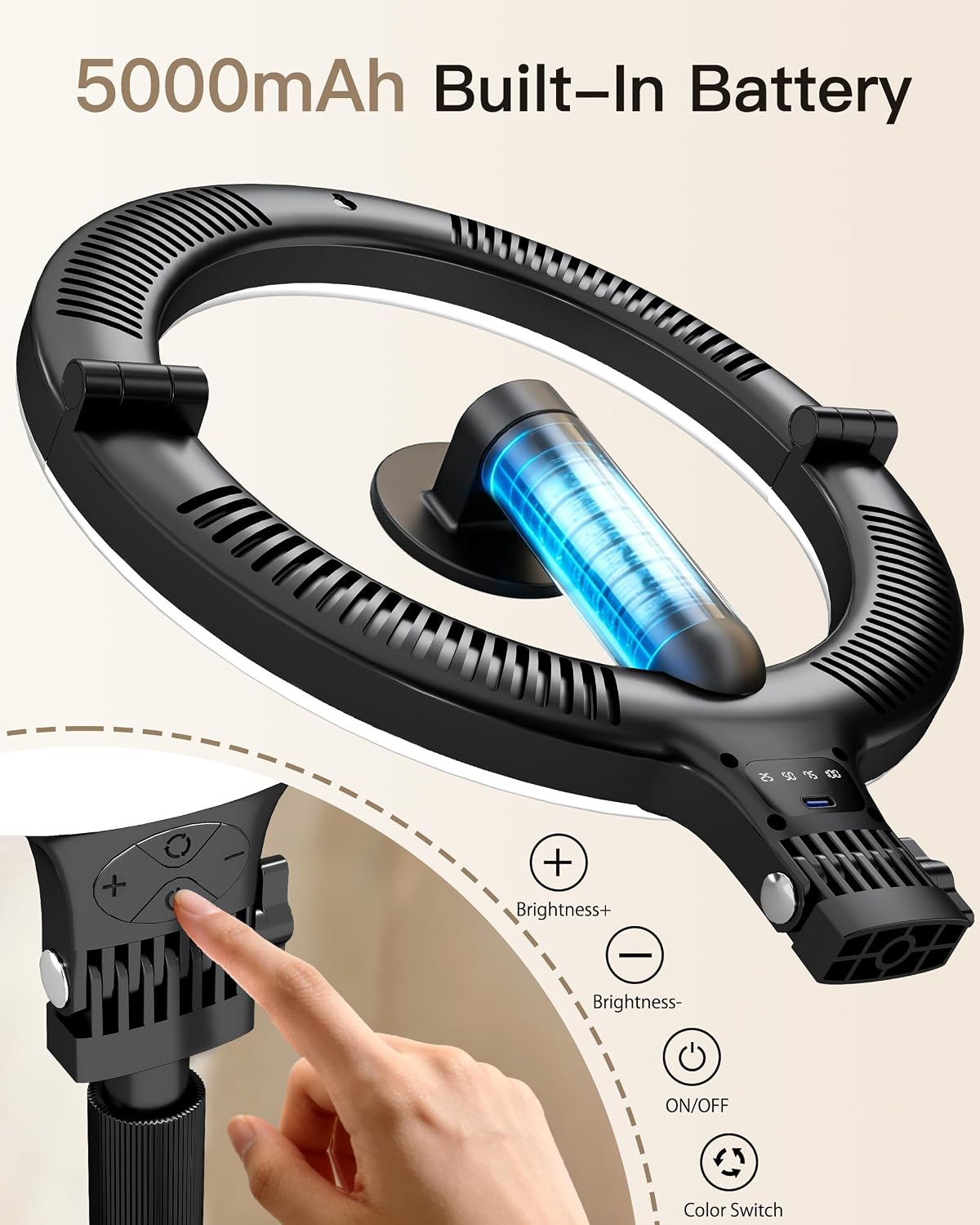 Magnetic Foldable Ring Light with Phone Holder