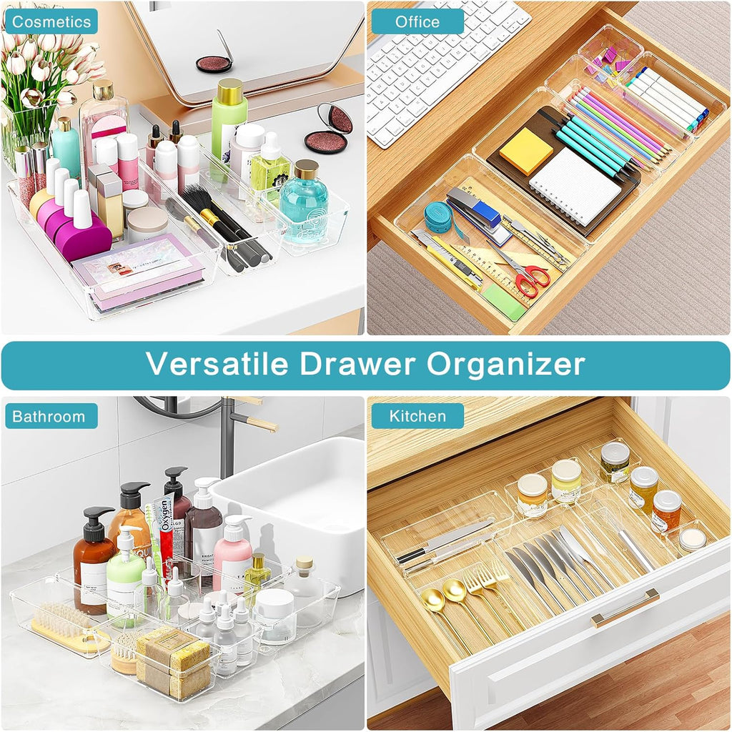 65 Piece Clear Acrylic Drawer Organizer Set
