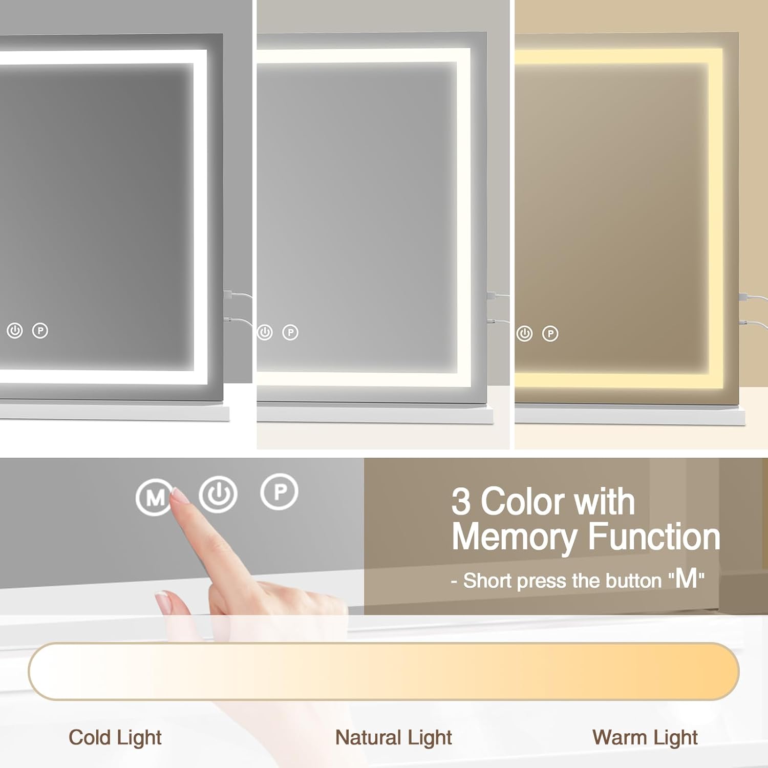 Black Vanity Makeup Mirror with LED Strip