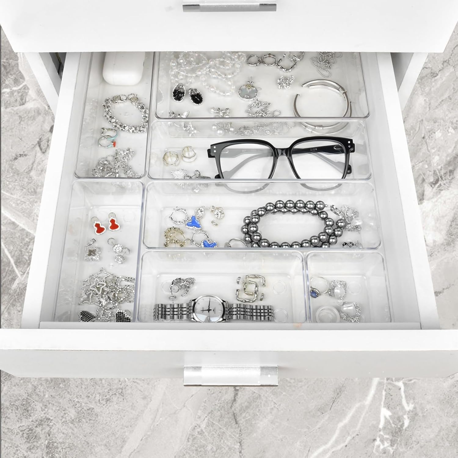 65 Piece Clear Acrylic Drawer Organizer Set