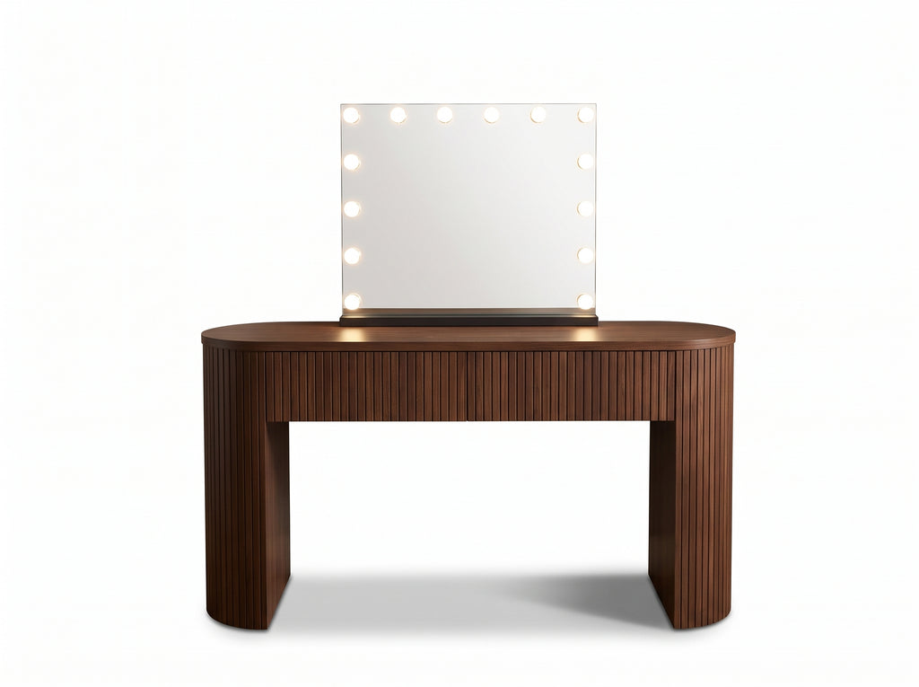 The Nadine Fluted Hollywood Makeup Vanity Station - Brown