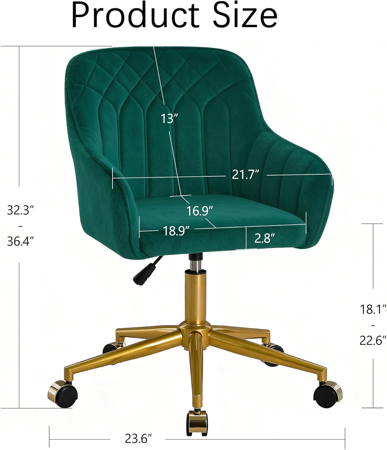 Green Velvet Modern Swivel Vanity Chair - Hollywood Vanity