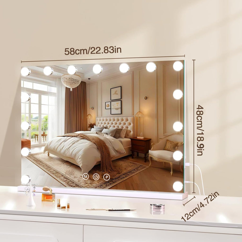 White Vanity Makeup Mirror with Lights - Hollywood Vanity