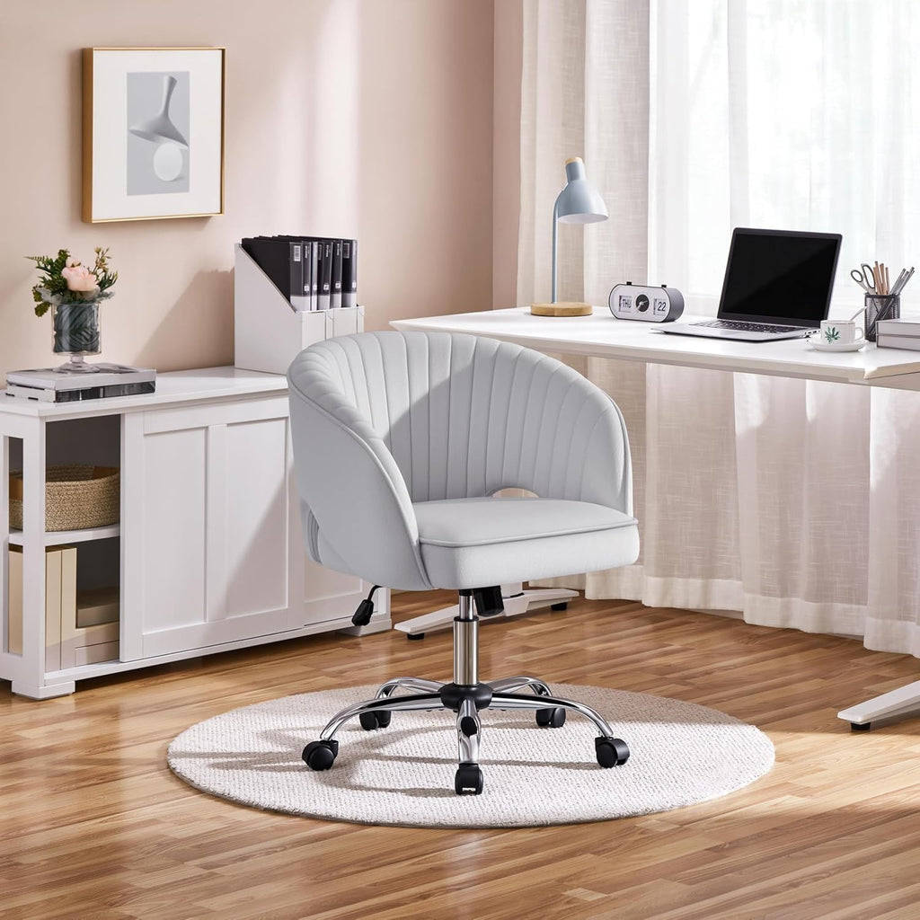 Light Gray Velvet Modern Swivel Vanity Chair - Hollywood Vanity