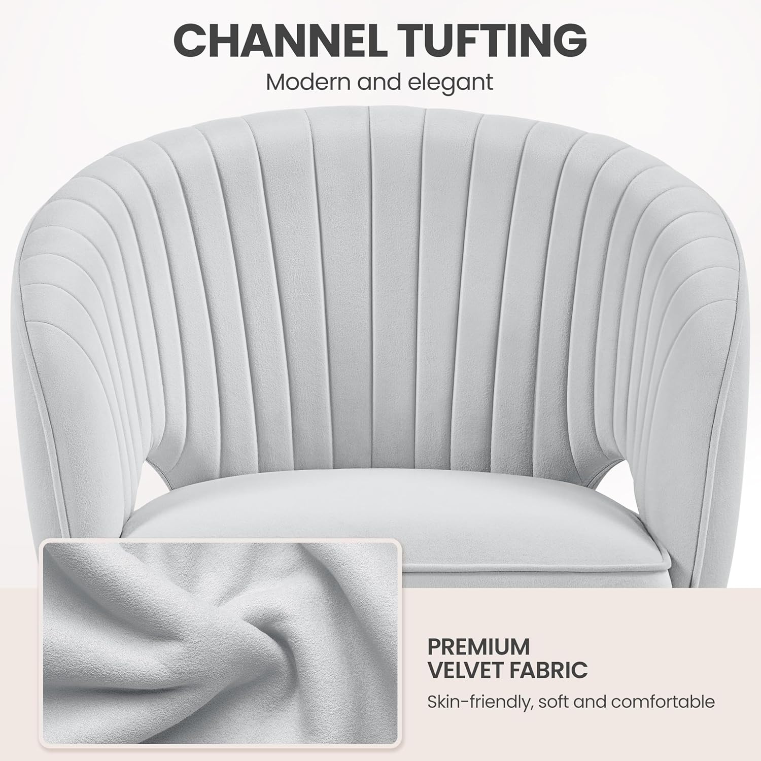 Light Gray Velvet Modern Swivel Vanity Chair - Hollywood Vanity