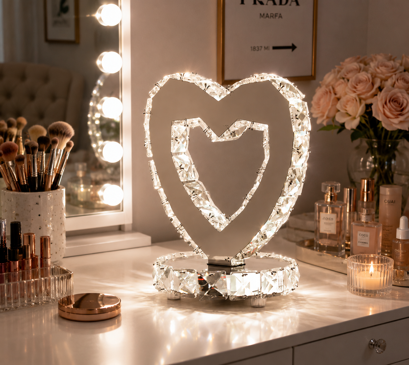 Crystal Heart LED Table Lamp