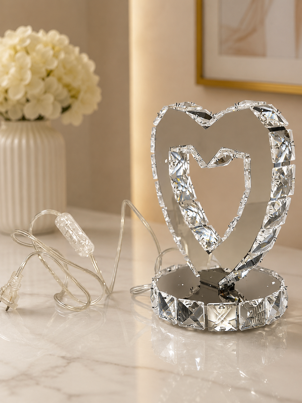 Crystal Heart LED Table Lamp