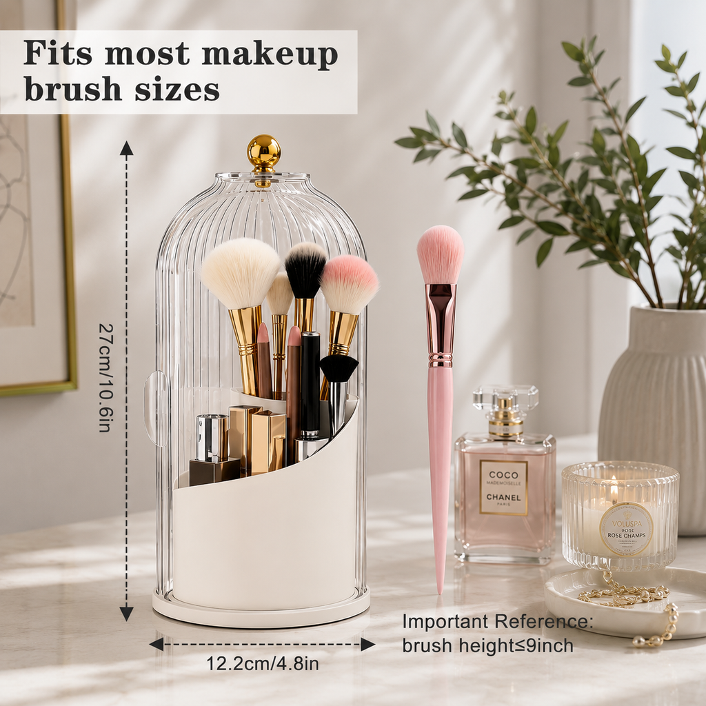 360° Makeup Brush Organizer with Lid