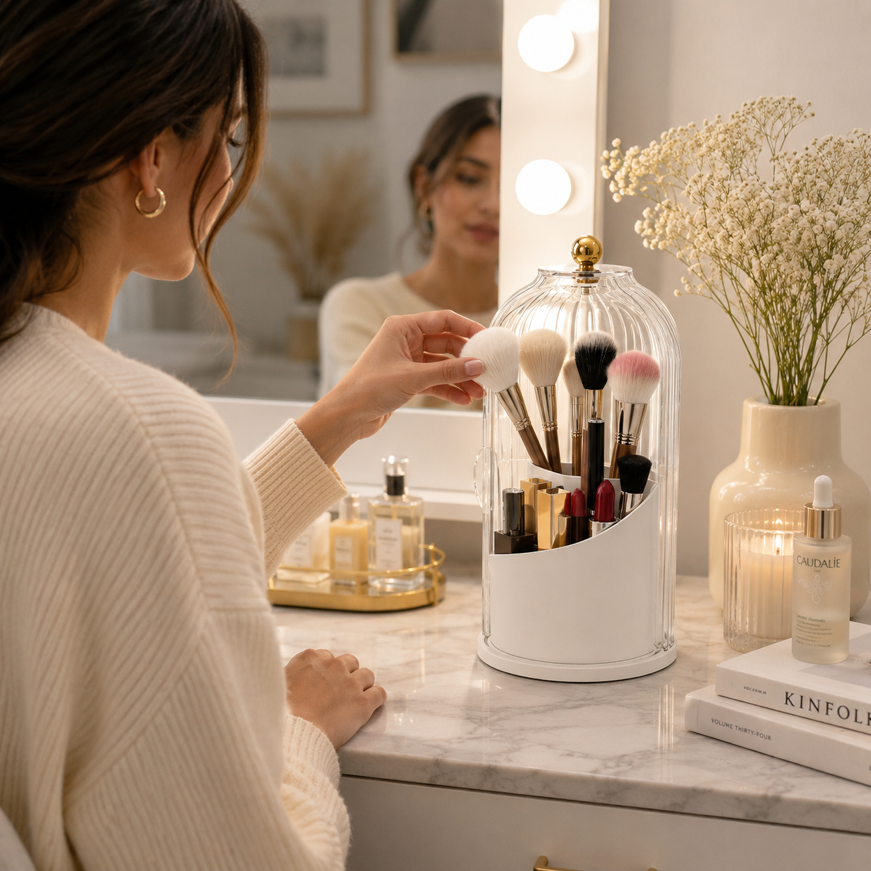 360° Makeup Brush Organizer with Lid