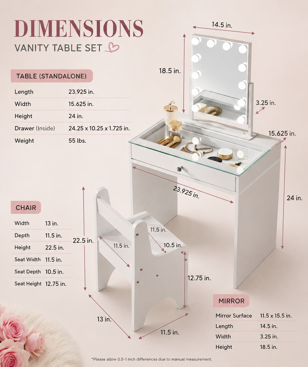 Little Diva Kids Makeup Vanity Set - White