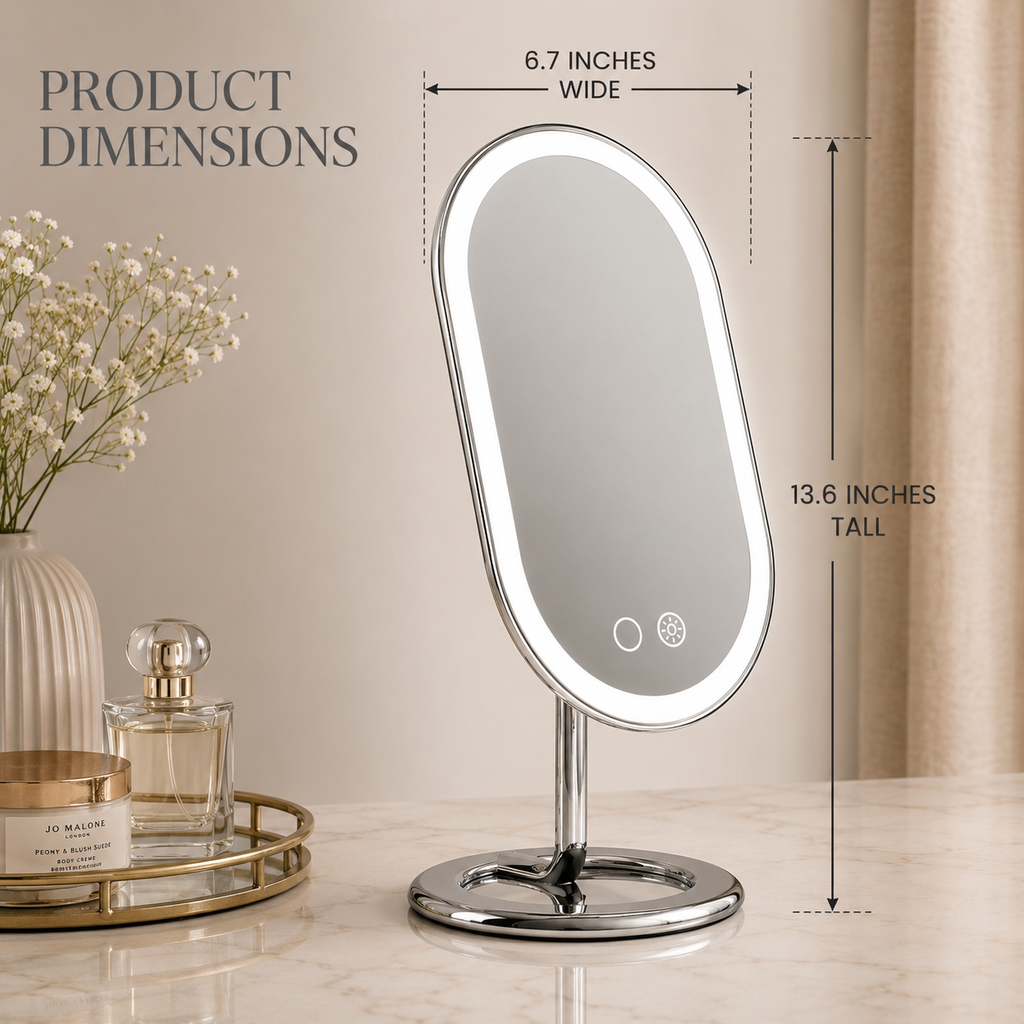 Rechargeable LED Vanity Mirror with Tri-Tone Lighting & Touch Controls
