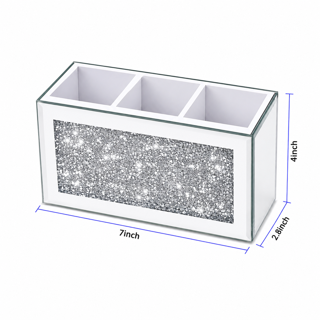 Mirrored Crystal Makeup Brush Holder