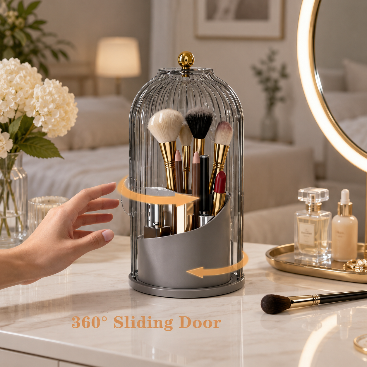 360° Makeup Brush Organizer with Lid