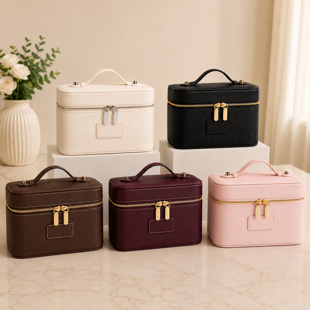 Leather Makeup Bag Cosmetic Case