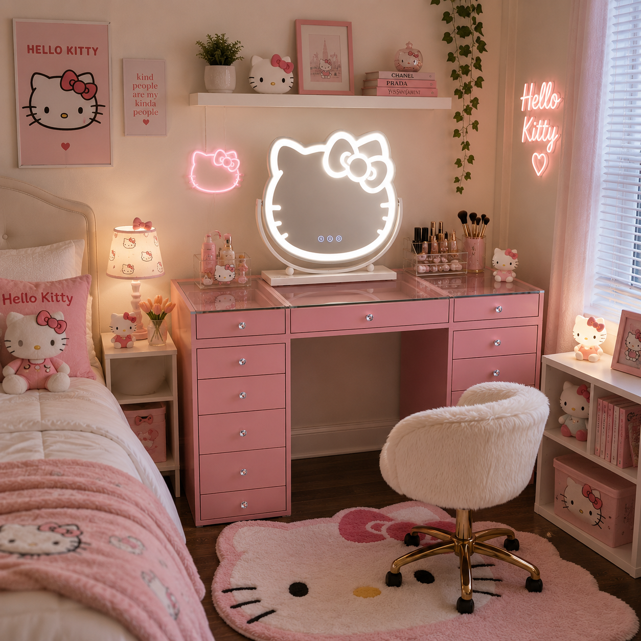 The Hello Kitty Hollywood Makeup Vanity Station - Pink