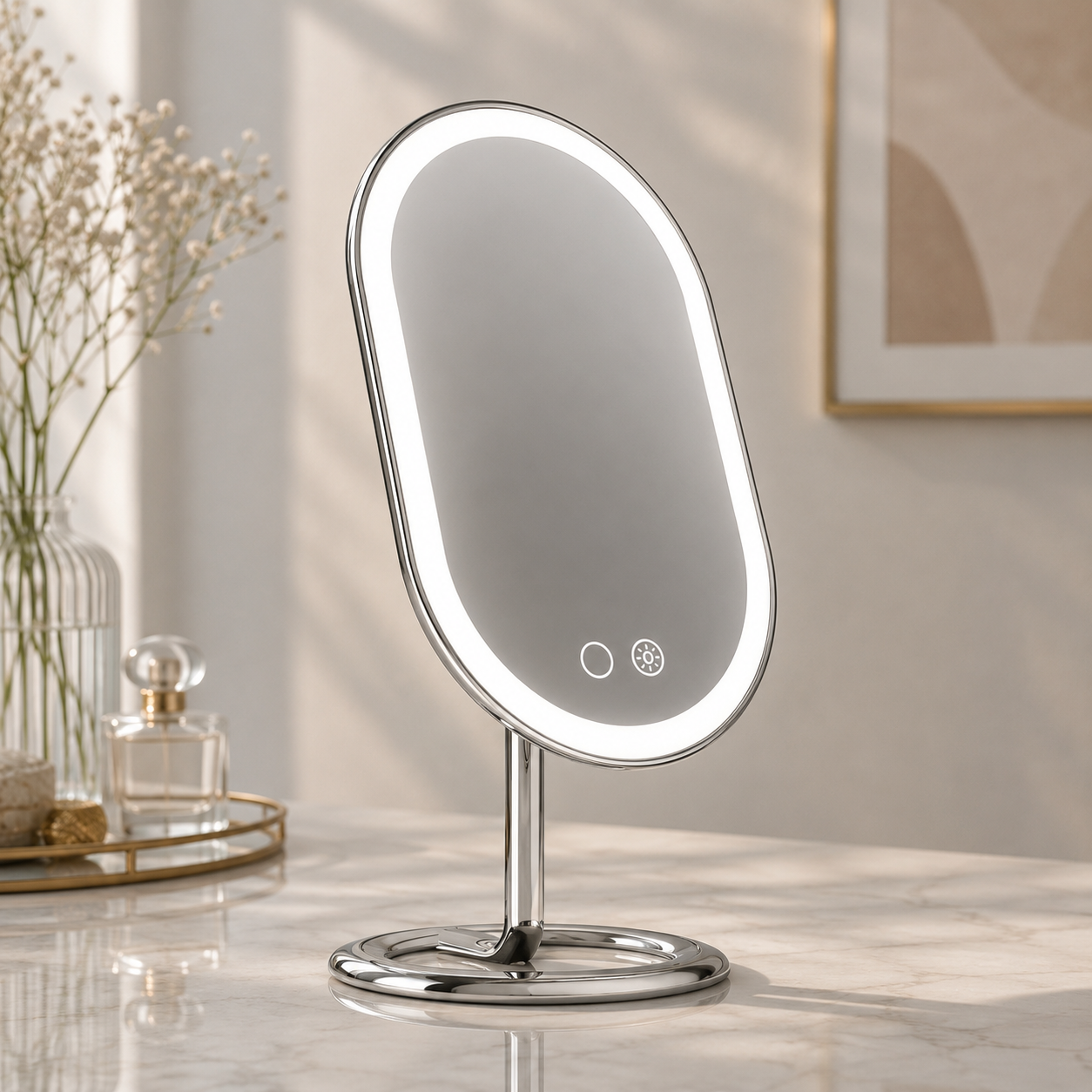 Rechargeable LED Vanity Mirror with Tri-Tone Lighting & Touch Controls