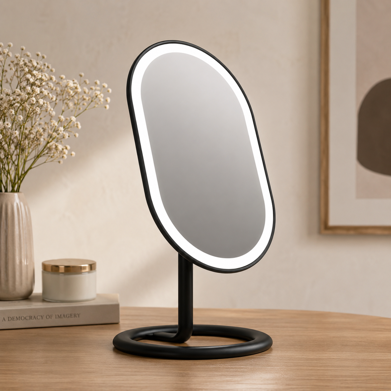 Rechargeable LED Vanity Mirror with Tri-Tone Lighting & Touch Controls