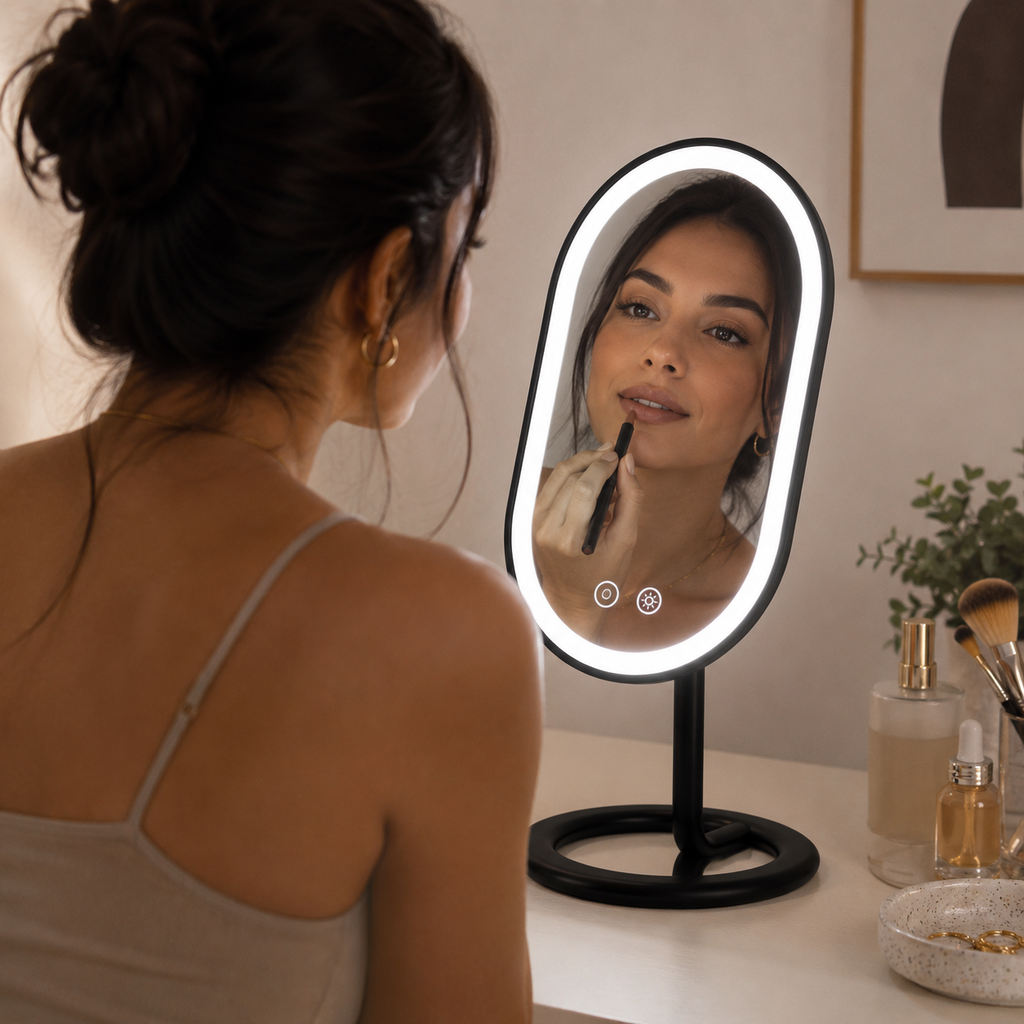 Rechargeable LED Vanity Mirror with Tri-Tone Lighting & Touch Controls