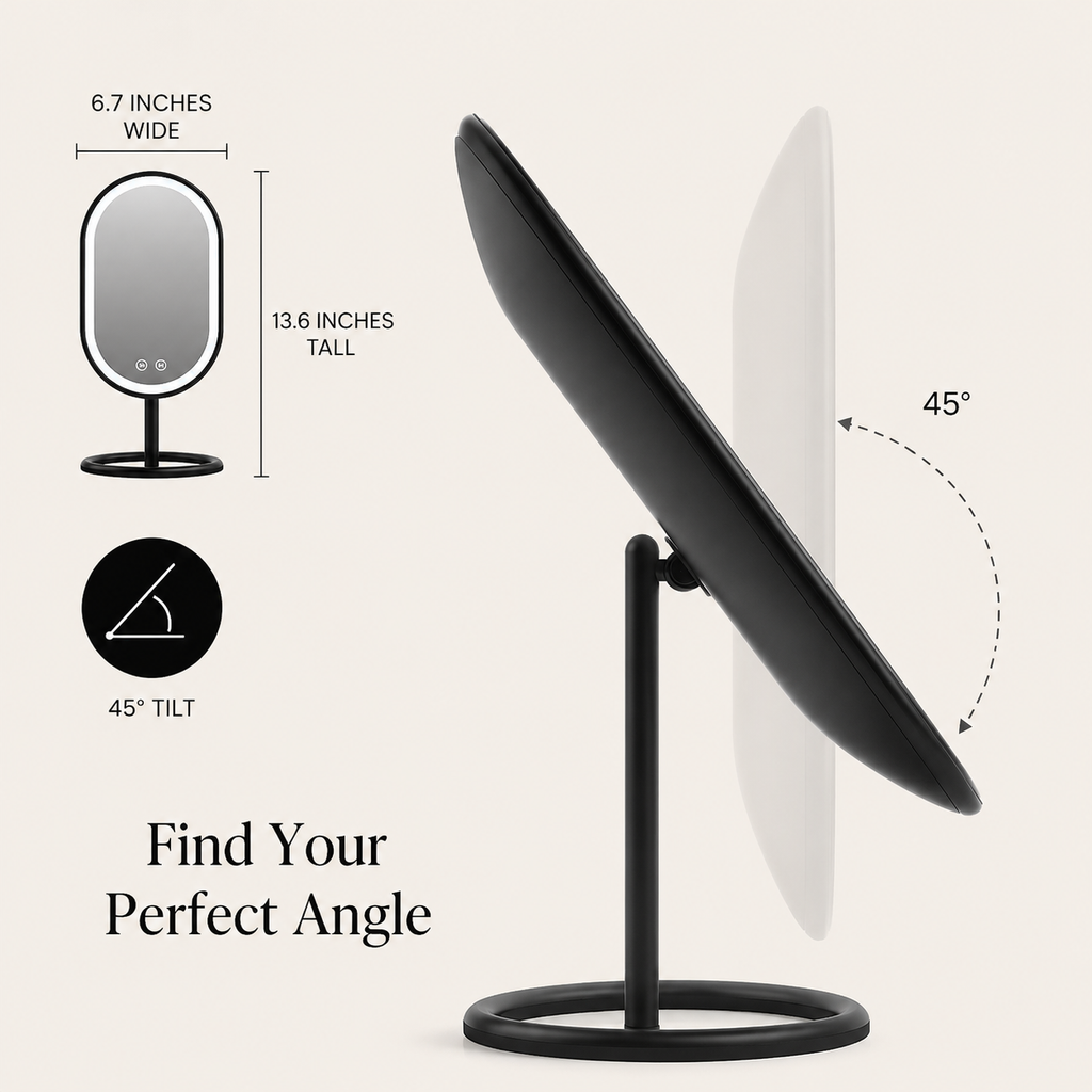 Rechargeable LED Vanity Mirror with Tri-Tone Lighting & Touch Controls
