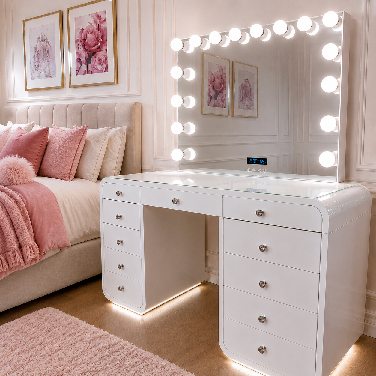 The Shakira Hollywood Makeup Vanity Station - White