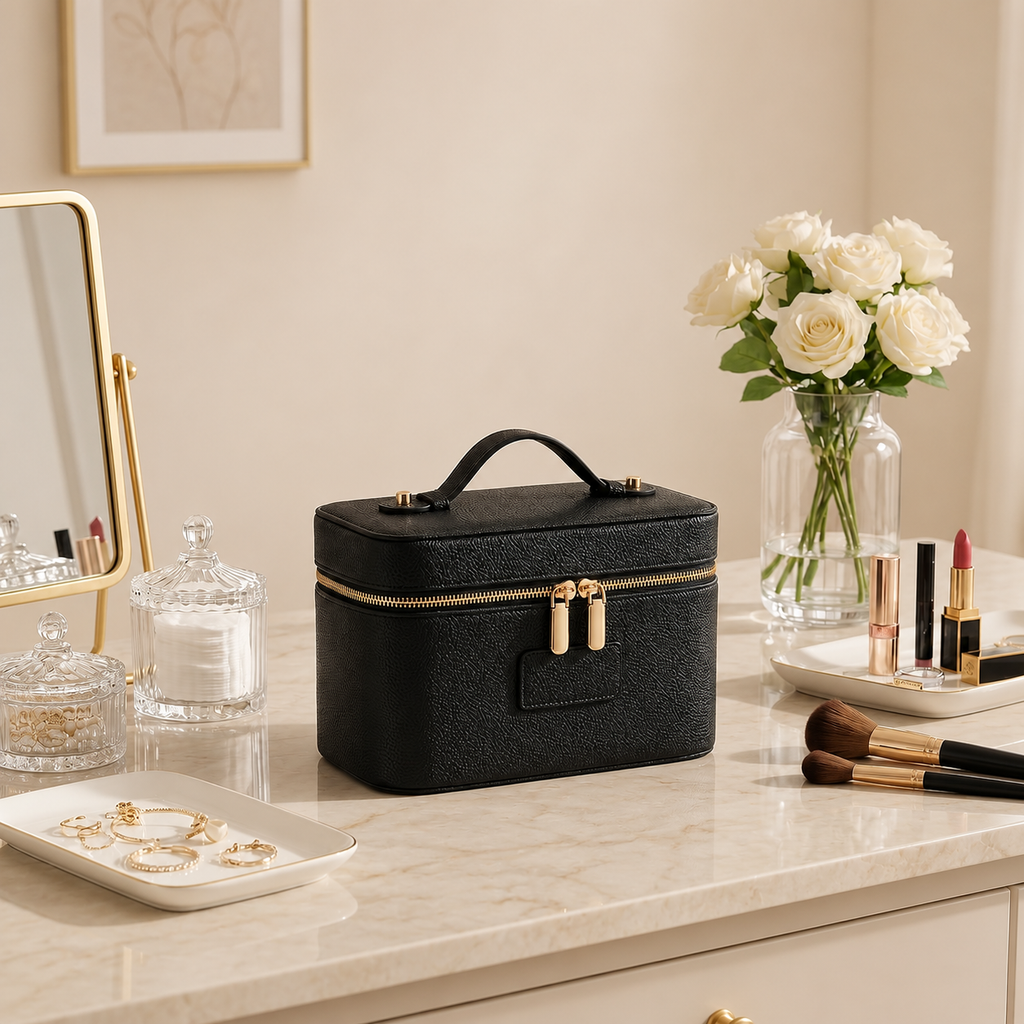 Leather Makeup Bag Cosmetic Case