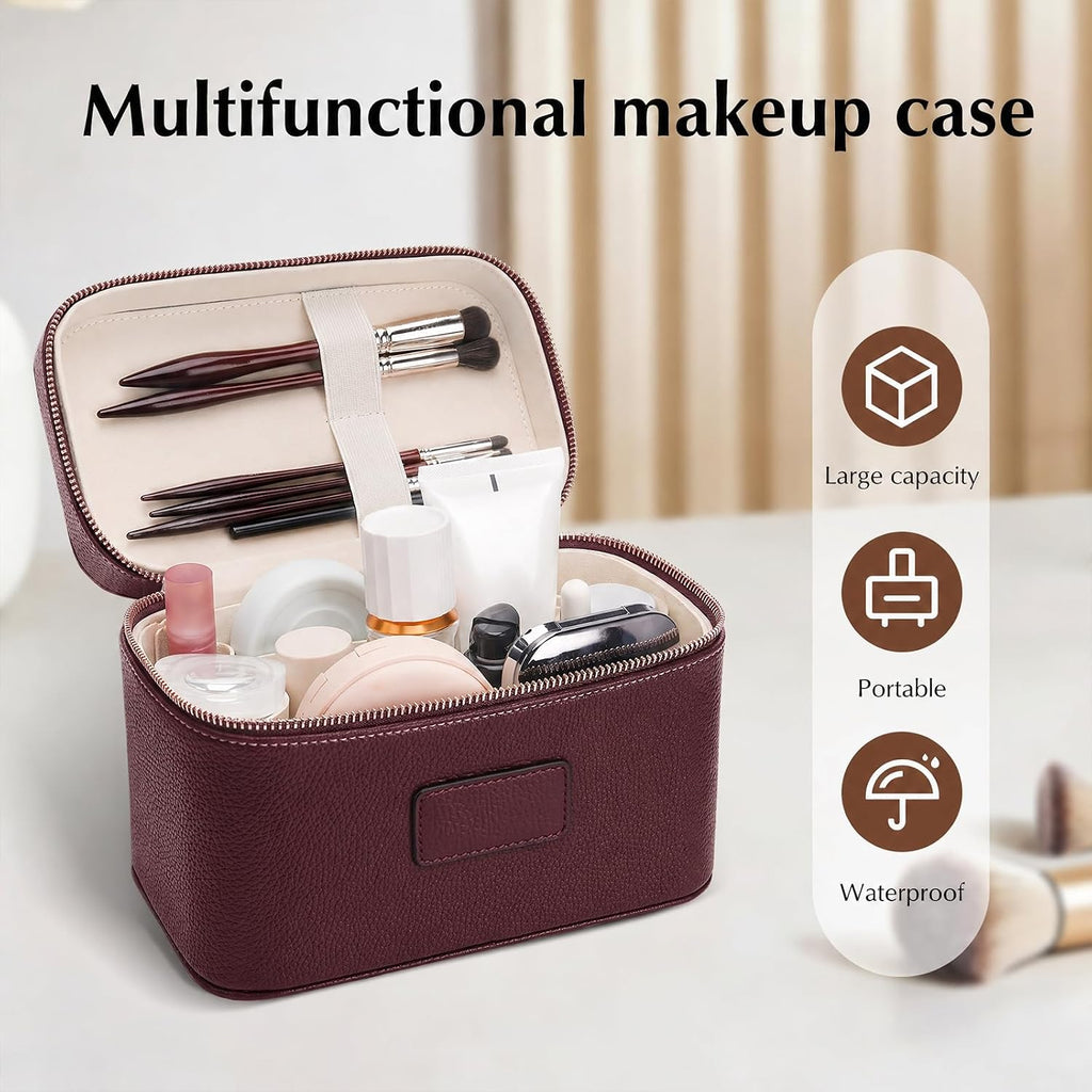 Leather Makeup Bag Cosmetic Case